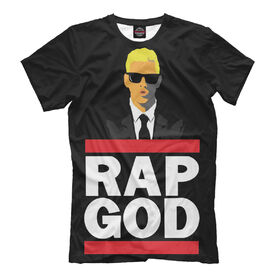 Мужская футболка 3D с принтом Eminem Rap God в Новосибирске, Выбор из 3-х типов ткани | <ul>
<li>Обычная ткань — интерлок, спортивный трикотаж. Плотность 140 г/м.кв. Состав: 100% полиэстер</li>
<li>Премиум ткань — джерси, мягкий трикотаж. Плотность 180 г/м.кв. Состав: 97% полиэстер, 3% эластан</li>
<li>Люкс ткань — кулирка, наиболее плотная и долговечня ткань. Плотность 210 г/м.кв. Состав: 97% полиэстер, 3% эластан</li>
</ul> | 