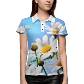 Женская рубашка поло 3D с принтом Ромашки ,  |  | 