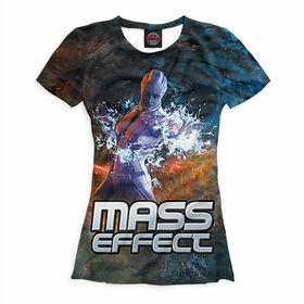 Женская футболка 3D с принтом Mass Effect , Выбор из трех типов ткани | <ul> <li>Обычная ткань — интерлок, спортивный трикотаж. Плотность 140 г/м.кв. Состав: 100% полиэстер</li> <li>Премиум ткань — джерси, мягкий трикотаж. Плотность 180 г/м.кв. Состав: 97% полиэстер, 3% эластан</li> <li>Люкс ткань — кулирка, наиболее плотная и долговечня ткань. Плотность 210 г/м.кв. Состав: 97% полиэстер, 3% эластан</li> </ul> | 