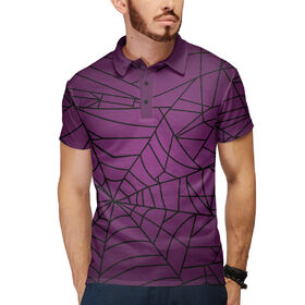 Мужская рубашка поло 3D с принтом Violet Web в Курске,  |  | 