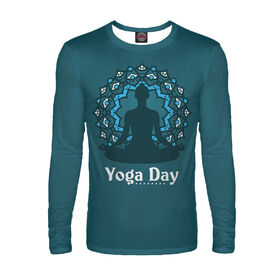 Мужской лонгслив с принтом International yoga day ,  |  | Тематика изображения на принте: 
