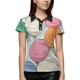 Женская рубашка поло 3D с принтом Воздушные шарики в Петрозаводске,  |  | 