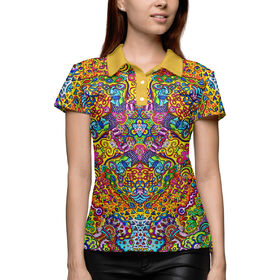 Женская рубашка поло 3D с принтом Аcid mandala в Санкт-Петербурге,  |  | 