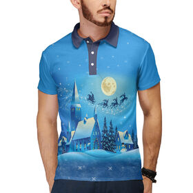 Мужская рубашка поло 3D с принтом Новогодняя ночь ,  |  | Тематика изображения на принте: 