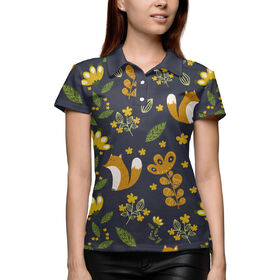 Женская рубашка поло 3D с принтом Лисички ,  |  | 