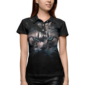 Женская рубашка поло 3D с принтом Котик ,  |  | 