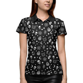 Женская рубашка поло 3D с принтом Демонский узор в Новосибирске,  |  | 