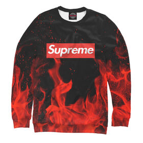 Свитшот 3D для мальчика с принтом Supreme Fire , Сандвич,  плотность180 гр/кв. м.; Состав: 100% полиэстер | 	Карманы, капюшон, сетка в капюшоне<br>
		Ткань сандвич - ткань, специально разработанная для сублимационной печати. Снаружи это 100% полиэстеровый трикотаж, изнутри - 100% нежный хлопок.  Ткань мягкая, эластичная, хорошо держит форму. Ткань не мнется, гигиеничная, хорошо пропускает воздух, легко впитывает влагу, легко стирается и  быстро сохнет.  | 