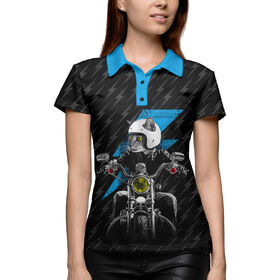 Женская рубашка поло 3D с принтом Кот байкер ,  |  | 