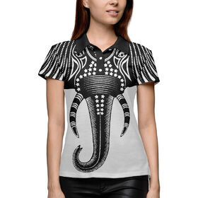 Женская рубашка поло 3D с принтом Слон-тотем в Кировске,  |  | 