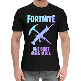 Мужская хлопковая футболка с принтом Fortnite, One ShotOne Kill ,  |  | 