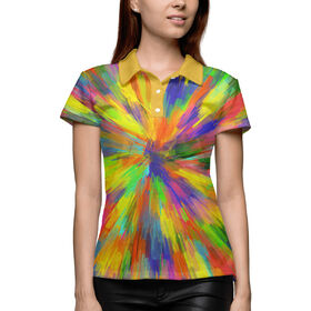 Женская рубашка поло 3D с принтом Взрывные краски в Белгороде,  |  | 