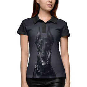 Женская рубашка поло 3D с принтом Доберман ,  |  | 