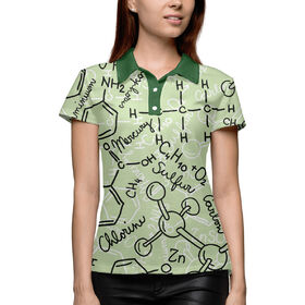 Женская рубашка поло 3D с принтом Химические формулы в Петрозаводске,  |  | 