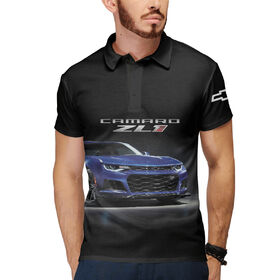 Мужское поло 3D с принтом Chevrolet Camaro ZL 1 ,  |  | Тематика изображения на принте: 