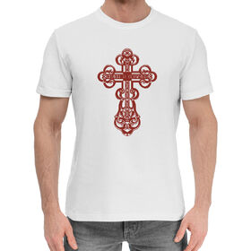 Мужская хлопковая футболка с принтом Православный крестик в Санкт-Петербурге,  |  | 