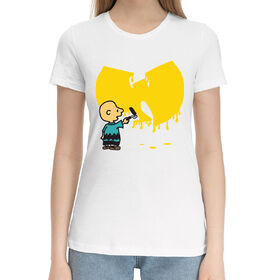 Женская хлопковая футболка с принтом Wu-Tang Graffiti ,  |  | Тематика изображения на принте: 