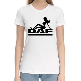 Женская хлопковая футболка с принтом DAF в Петрозаводске,  |  | 