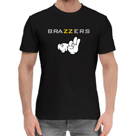 Мужская хлопковая футболка с принтом Brazzers в Тюмени,  |  | 