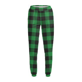 Женские спортивные штаны с принтом Зеленая шотландка в Санкт-Петербурге,  |  | 