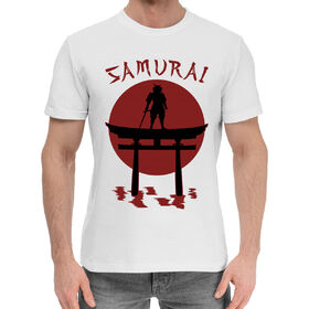 Мужская хлопковая футболка с принтом Дух самурая в Новосибирске,  |  | 
