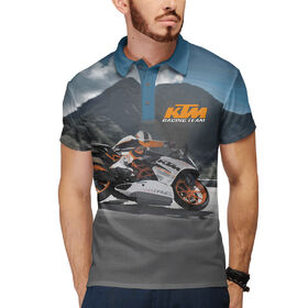 Мужское поло 3D с принтом KTM Racing team ,  |  | Тематика изображения на принте: 