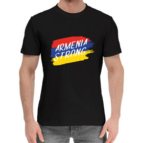Мужская хлопковая футболка с принтом Сильная Армения в Новосибирске,  |  | 