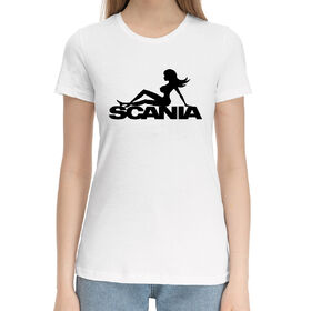 Женская хлопковая футболка с принтом SCANIA в Петрозаводске,  |  | 