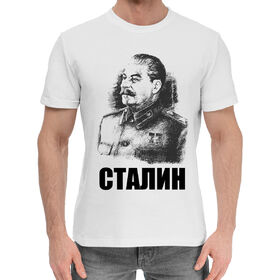 Мужская хлопковая футболка с принтом Сталин в Кировске,  |  | 