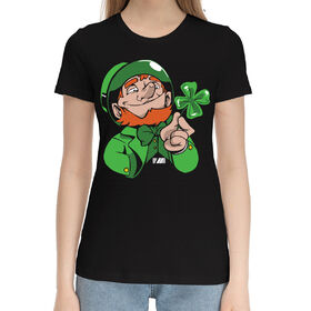Женская хлопковая футболка с принтом St. Patrick`s day в Санкт-Петербурге,  |  | 