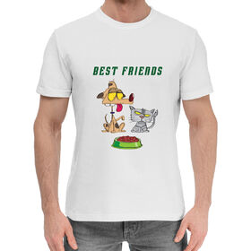 Мужская хлопковая футболка с принтом Best friends ,  |  | 