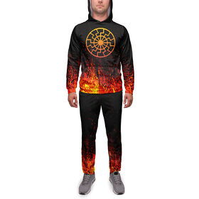Мужской спортивный костюм с принтом Черное солнце огненное в Курске, 2 типа ткани |  | 