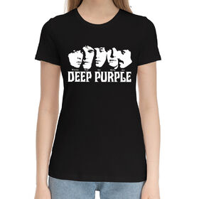 Женская хлопковая футболка с принтом Deep purple в Екатеринбурге,  |  | 