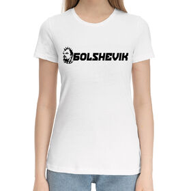 Женская хлопковая футболка с принтом Большевик ,  |  | 