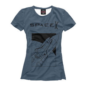 Женская футболка 3D с принтом SpaceX в Курске, Выбор из трех типов ткани | <ul> <li>Обычная ткань — интерлок, спортивный трикотаж. Плотность 140 г/м.кв. Состав: 100% полиэстер</li> <li>Премиум ткань — джерси, мягкий трикотаж. Плотность 180 г/м.кв. Состав: 97% полиэстер, 3% эластан</li> <li>Люкс ткань — кулирка, наиболее плотная и долговечня ткань. Плотность 210 г/м.кв. Состав: 97% полиэстер, 3% эластан</li> </ul> | 