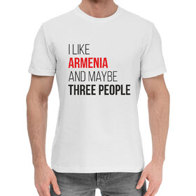 Мужская хлопковая футболка с принтом I Llke Armenia ,  |  | 