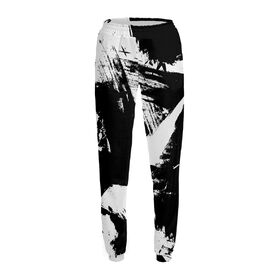Женские спортивные штаны с принтом Чёрно-белый камуфляж в Курске,  |  | 