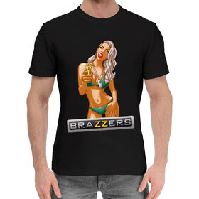Мужская хлопковая футболка с принтом Brazzers в Санкт-Петербурге,  |  | 