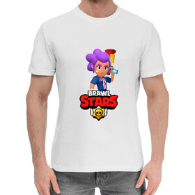 Мужская хлопковая футболка с принтом BRAWL STARS SHELLY  PSG. в Петрозаводске,  |  | 