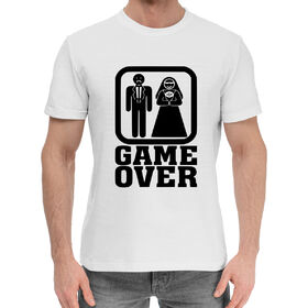 Мужская хлопковая футболка с принтом GAME OVER в Белгороде,  |  | 