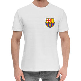 Мужская хлопковая футболка с принтом Barcelona в Тюмени,  |  | 