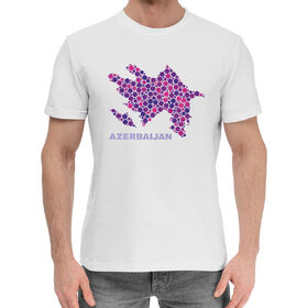 Мужская хлопковая футболка с принтом Azerbaijan ,  |  | 