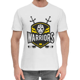 Мужская хлопковая футболка с принтом Warriors в Санкт-Петербурге,  |  | 