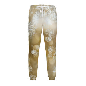 Мужские спортивные штаны с принтом Снежинки на золотом в Петрозаводске,  |  | 