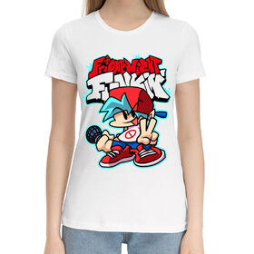 Женская хлопковая футболка с принтом Friday Night Funkin в Курске,  |  | 