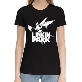 Женская хлопковая футболка с принтом Linkin park в Санкт-Петербурге,  |  | 