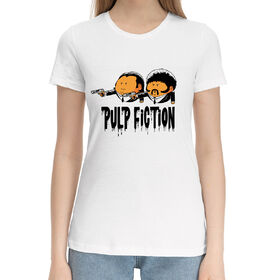 Женская хлопковая футболка с принтом Pulp fiction в Екатеринбурге,  |  | 