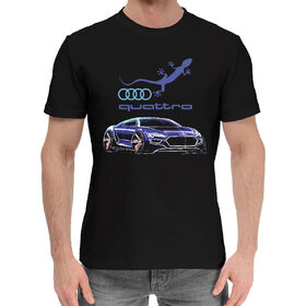 Мужская хлопковая футболка с принтом Audi quattro в Тюмени,  |  | 
