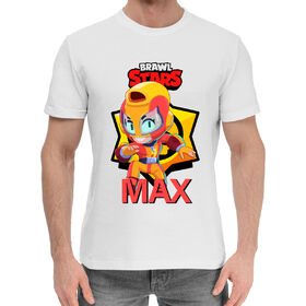 Мужская хлопковая футболка с принтом BRAWL STARS MAX. в Курске,  |  | 