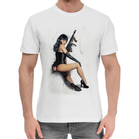 Мужская хлопковая футболка с принтом Опасная мадам в Тюмени,  |  | Тематика изображения на принте: 